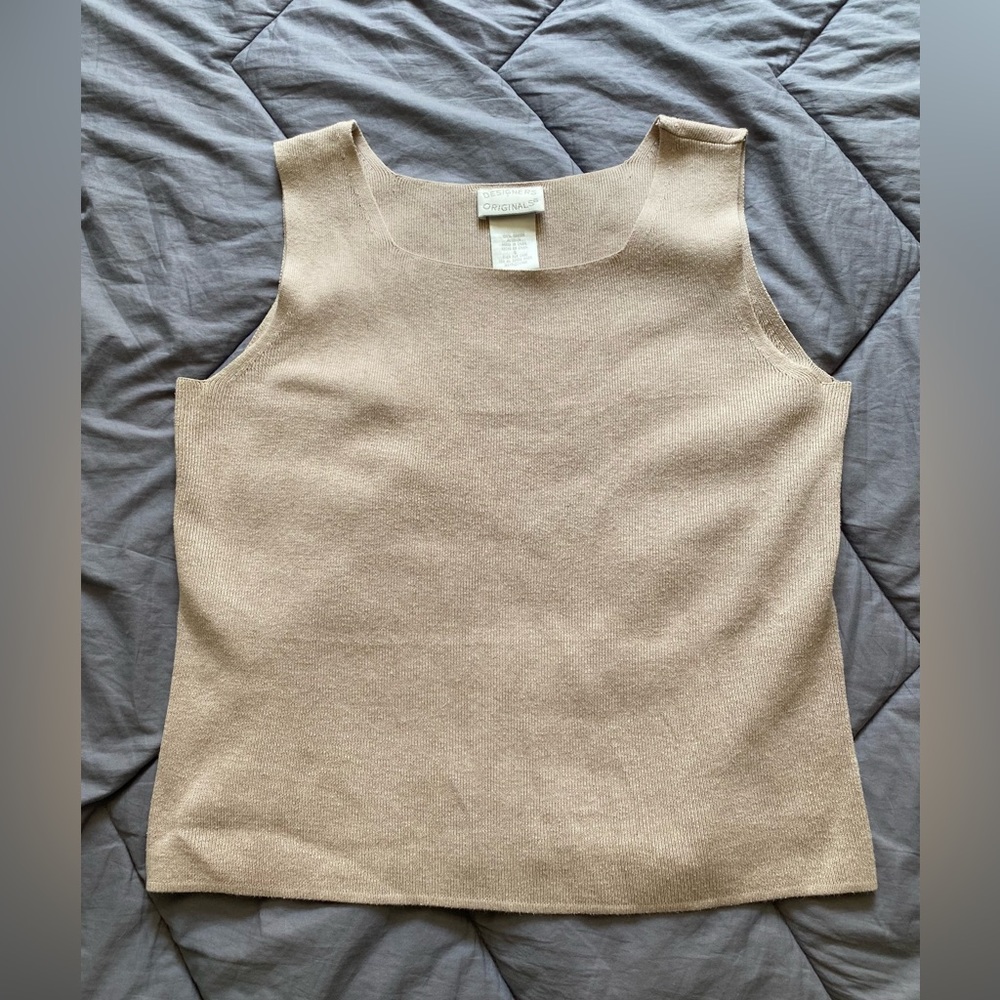 Designers Originals Cream Tan Fitted Tank Top